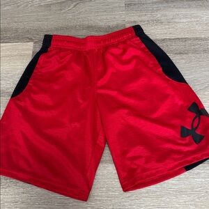 Under Armour Boys Red and Black Athletic Shorts